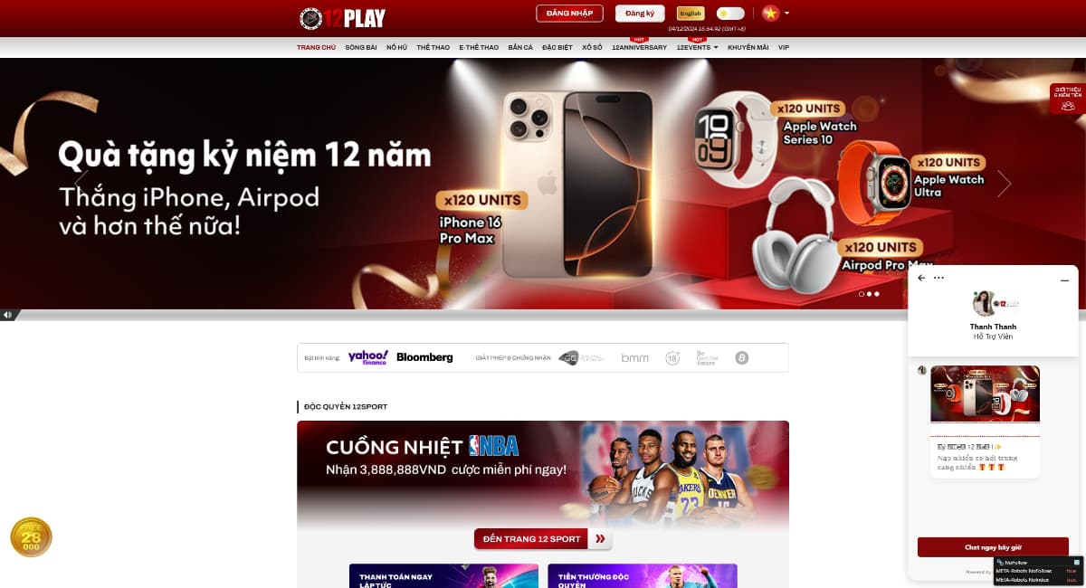 12play - Nhà cái châu Âu được bet thủ đánh giá uy tín nhất thị trường
