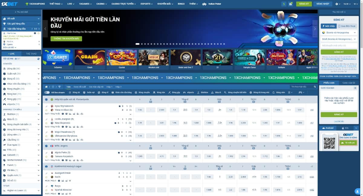 1xBet - Cá cược dễ dàng bằng tiền điện tử trên website và App mobile
